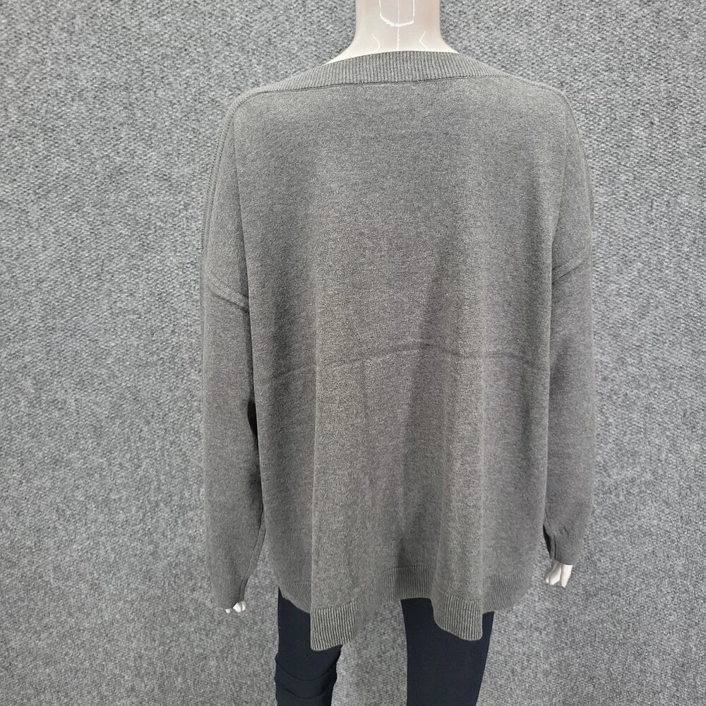 Cj Banks Womens Gray Lightweight Pullover Holiday Embroidery Plus Size 2X